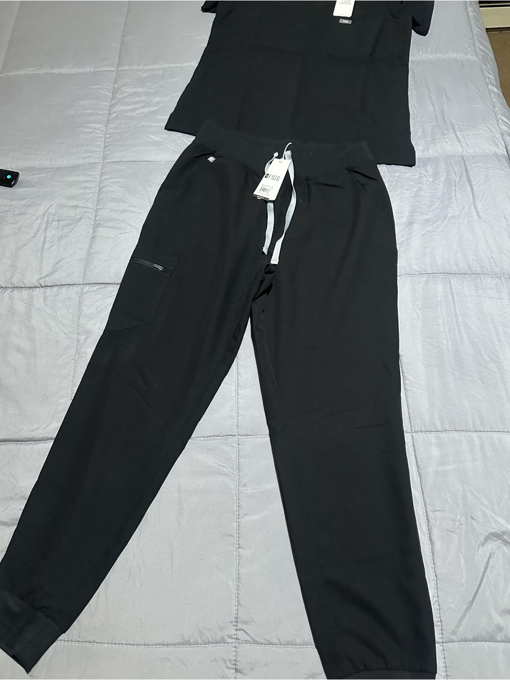Figs Women's Black Jogger Pants with Drawstring and matching scrub top